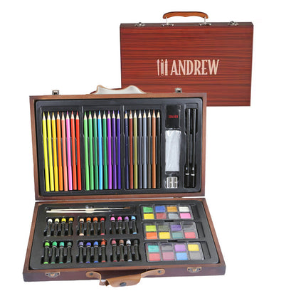 Personalized Art Set -  Deluxe Art Set w/Wood Carrying Case