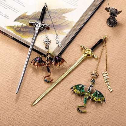 Personalized Dragon Sword Bead Star Fantasy Bookmark
