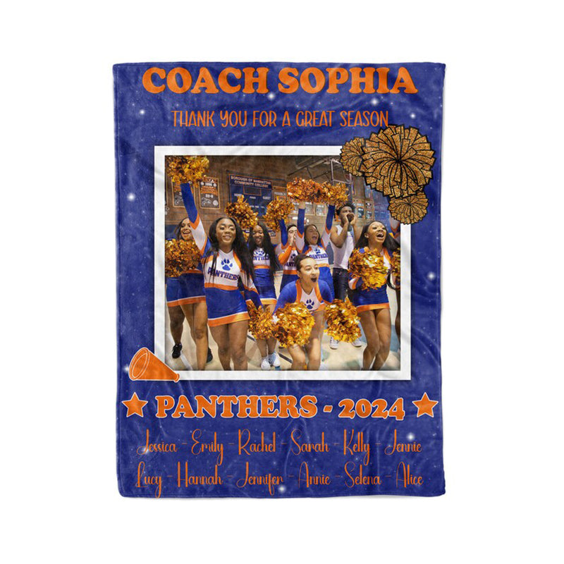 Personalized Cheerleading Blanket for Coach - Custom Colors