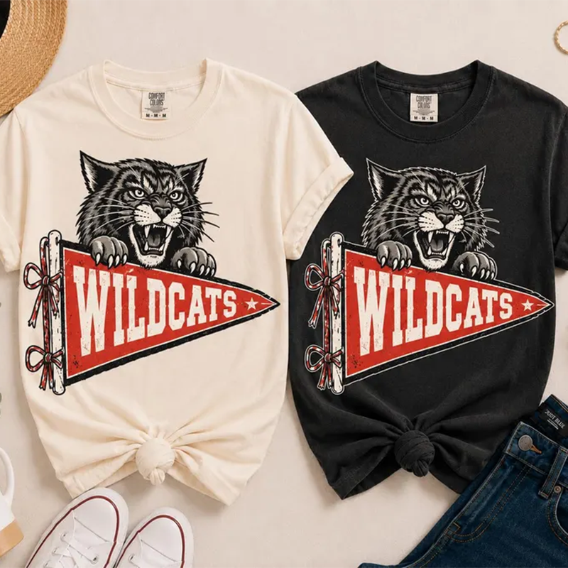 Custom Mascot Pennant Shirt, Comfort Colors School Spirit Mascot Tee