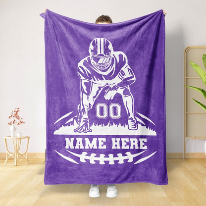 Personalized Football Blanket, Custom Name Gift Idea for Football Player