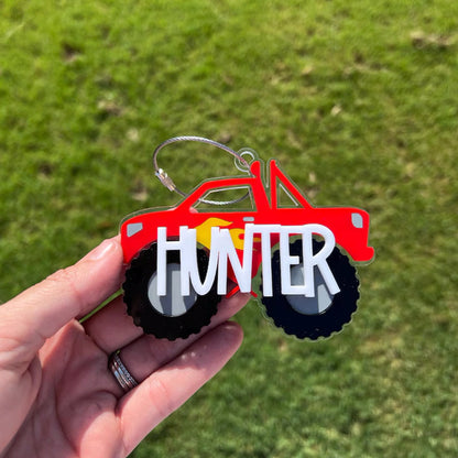 Monster Truck Keychain, Personalized Truck Bag Easter Tag