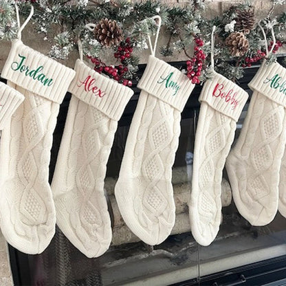 Custom Christmas Stocking with Name, Embroidered Knit Stocking, Monogram Christmas Stocking, Personalized Family Stocking, Holiday Decor