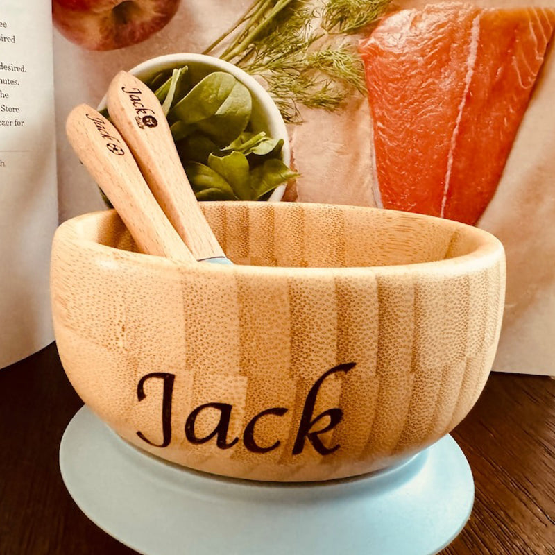 Personalized Baby Dining Set | Toddler Feeding| Name Plate | Custom Name Engraved Bow