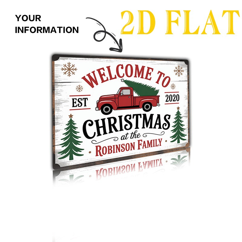 Personalized Christmas Sign with Red Truck