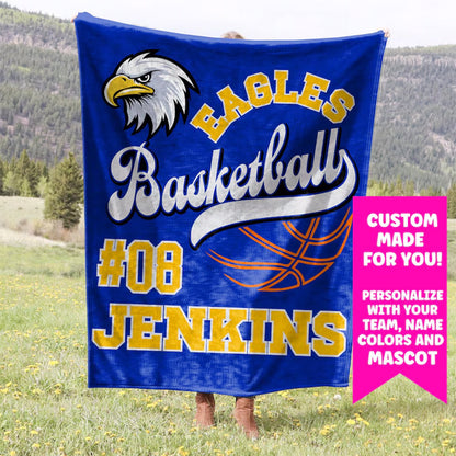 Basketball Blanket Personalized Senior Gift Custom Team Gift Name on Blanket