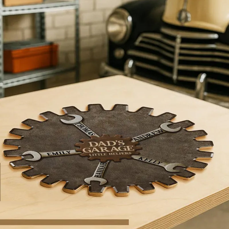 Personalized Garage Sign for Dad, Custom Father's Day Gift with Kids' Names