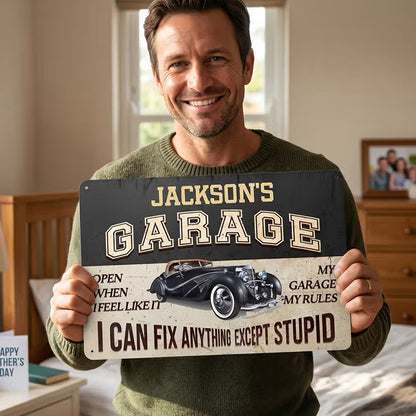 Personalized I Can Fix Anything Except Stupid Vintage Garage Metal Sign