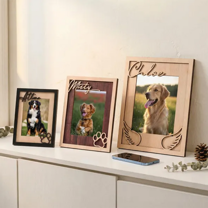 Custom Pet Memorial Frame, Personalized Wooden Picture Frame for Dog, Pet Loss Gift
