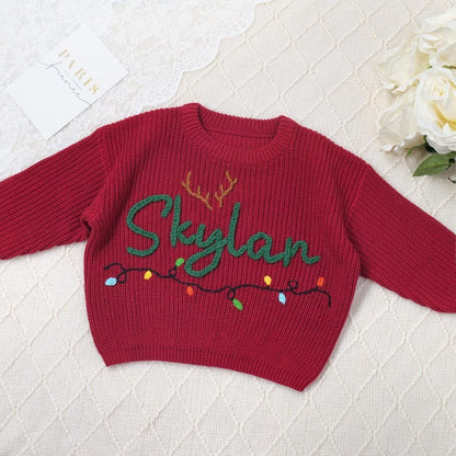 Merry Christmas Personalized Knitted Name Baby Sweater