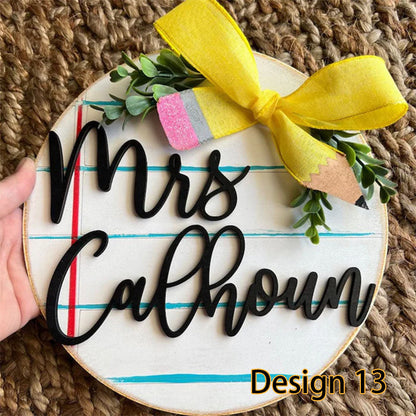 Personalized Teacher Door Sign, Classroom Door Hanger