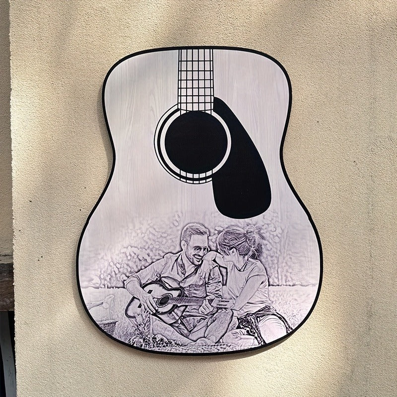 Handmade Solid Wood Guitar-Shaped Photo Keepsake
