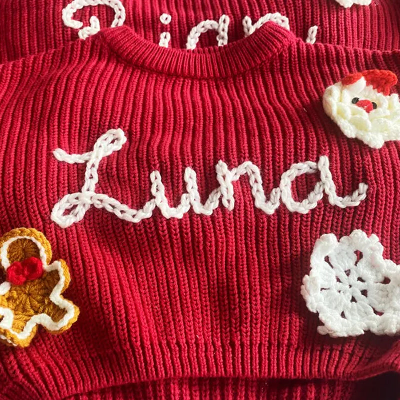 Red Baby Christmas Sweater|Personalized Santa Sweater with Name