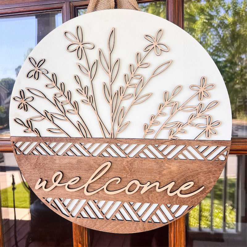 Wooden Welcome Door Hanger | Front Door Decor