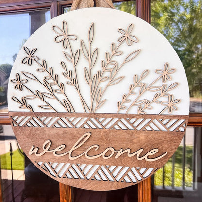 Wooden Welcome Door Hanger | Front Door Decor