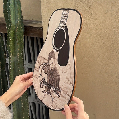 Handmade Solid Wood Guitar-Shaped Photo Keepsake