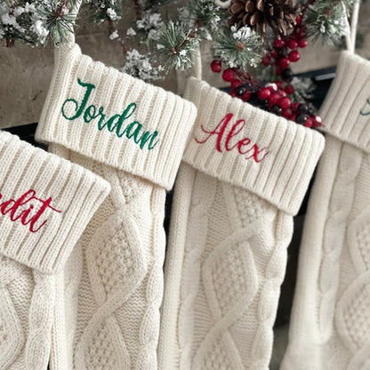 Custom Christmas Stocking with Name, Embroidered Knit Stocking, Monogram Christmas Stocking, Personalized Family Stocking, Holiday Decor