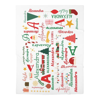 First Christmas - Baby Swaddle Blanket with Name