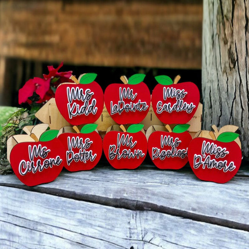 Apple Pen Holder,Teacher Wooden Apple,Personalized Teacher Appreciation Gift, Classmate Gift