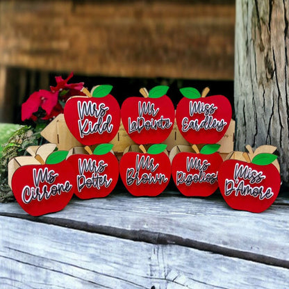 Apple Pen Holder,Teacher Wooden Apple,Personalized Teacher Appreciation Gift, Classmate Gift