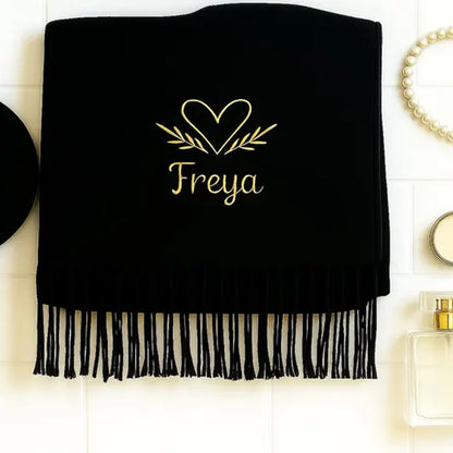 Custom Name Embroidered Scarf, Personalised Woven Oversized Scarf for Womens
