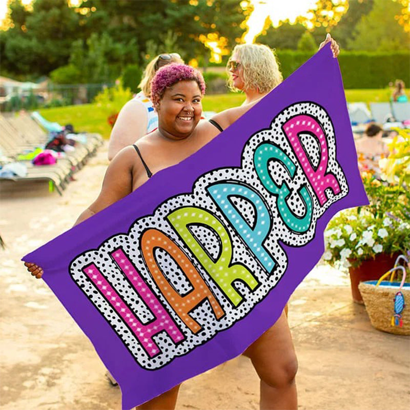 Personalized Multicolor Dots Beach Towel