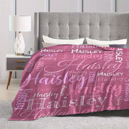 Personalized,Blankets  Soft & Cozy, All-Season Vintage Print in Pink & Black with White Text