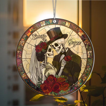Skeleton Couple Window Hanging, Halloween Wedding Decor