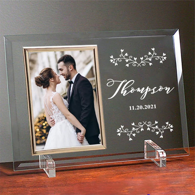 Engraved Wedding Frame, Glass Frame For Wedding Souvenirs