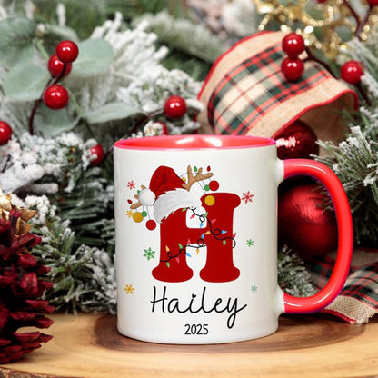 Custom Initial Name Mug, Personalized Christmas Mug, Xmas Gifts Idea