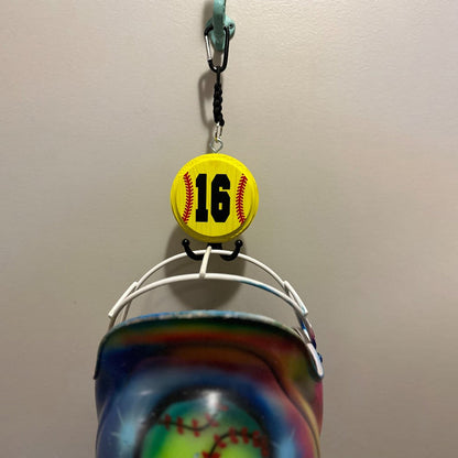 Personalized Softball/Baseball helmet holder with dual hook