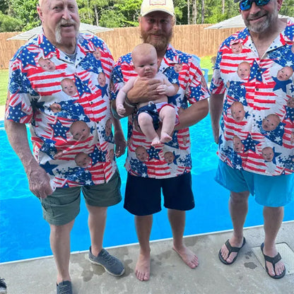 Custom Independence Day Shirt, Personalized Face man women kid Hawaiian Shirt