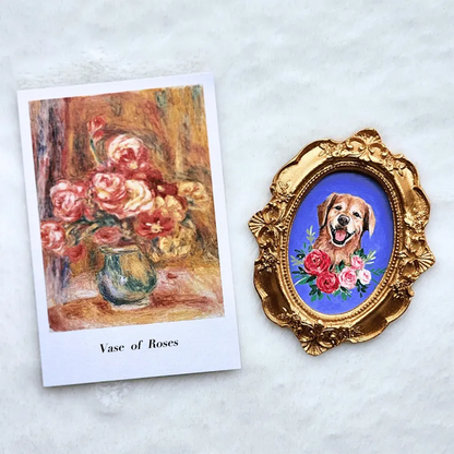Acrylic Pet Portrait, Custom Dog Cat Painting with floral theme