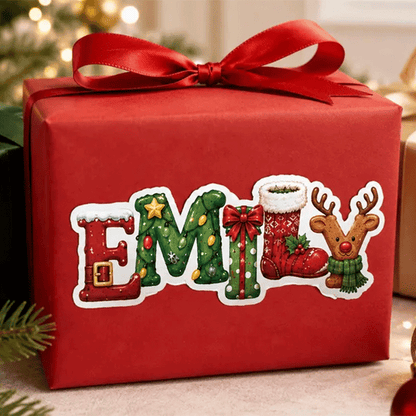 Personalized Christmas Name Stickers for Gift Wrapping – Custom Santa Labels,