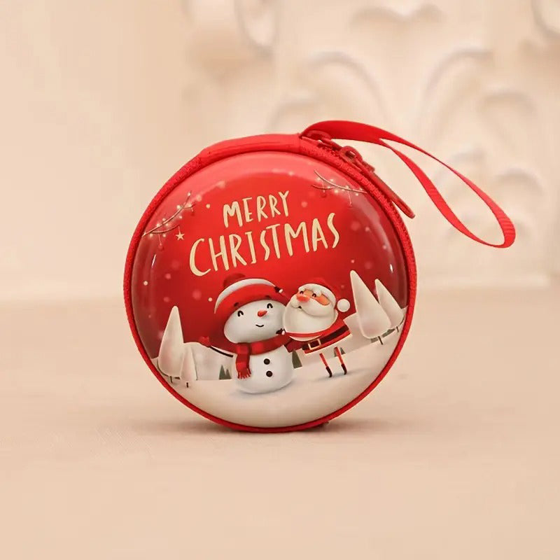 Personalization name Festive Red PVC Christmas Coin Purse