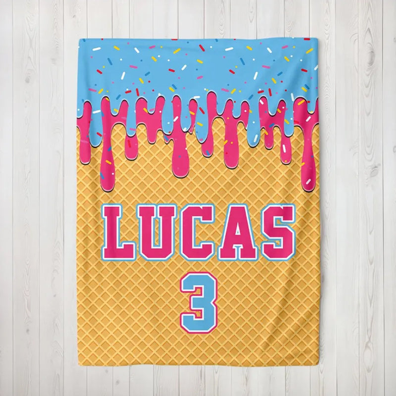 Custom Baseball Drip Plush Blanket: Personalized Kid's Birthday Gift