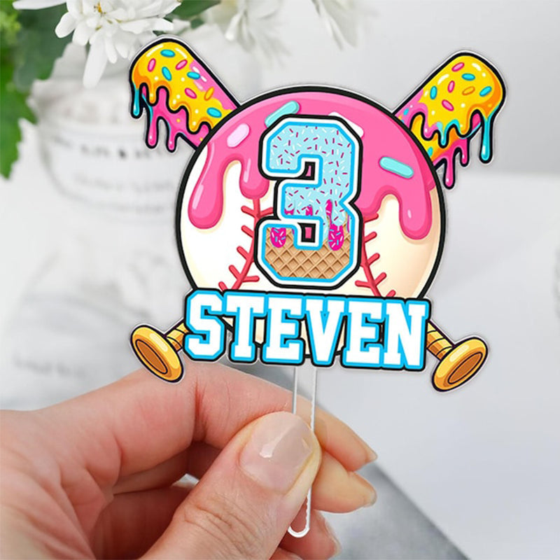 Boy Baseball Drip Cake Topper, Custom Baseball Birthday Cake Topper