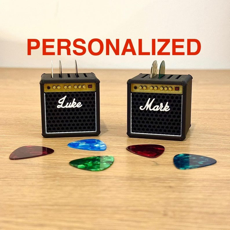 Customizable 3D Printed Guitar Amp Pick Holder with Drawer