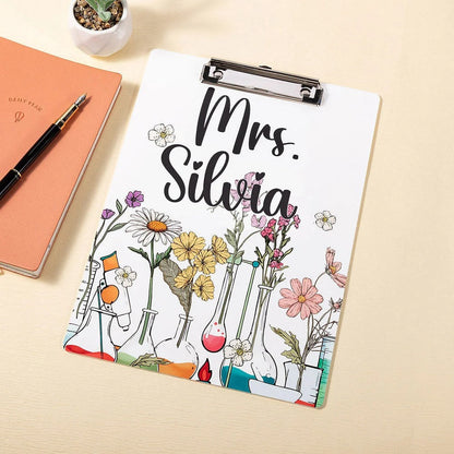 Personalized Floral Lab Notebook Pencil Teaching Theme Hanging Name Clipboard