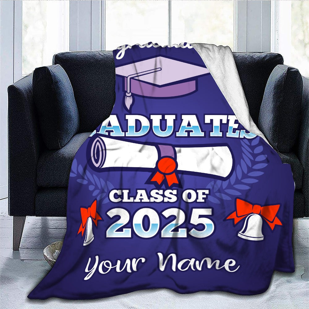 Custom Name Graduation Season 2025 Fleece Blanket Signature