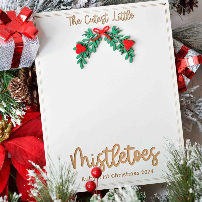 Baby Footprint Mistletoes Christmas Sign DIY Baby's First Christmas