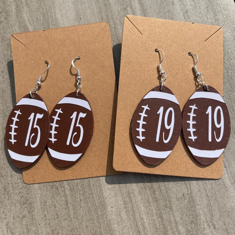 Football personalized number earrings, player number earrings