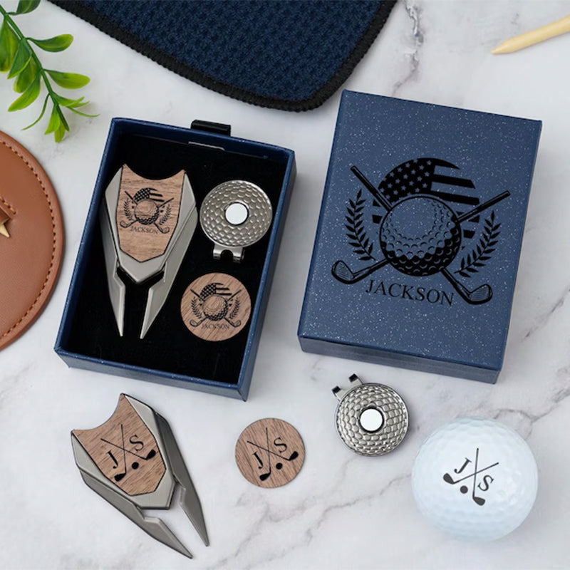 Personalized Golf Gift Set: Engraved Divot Tool & Ball Marker