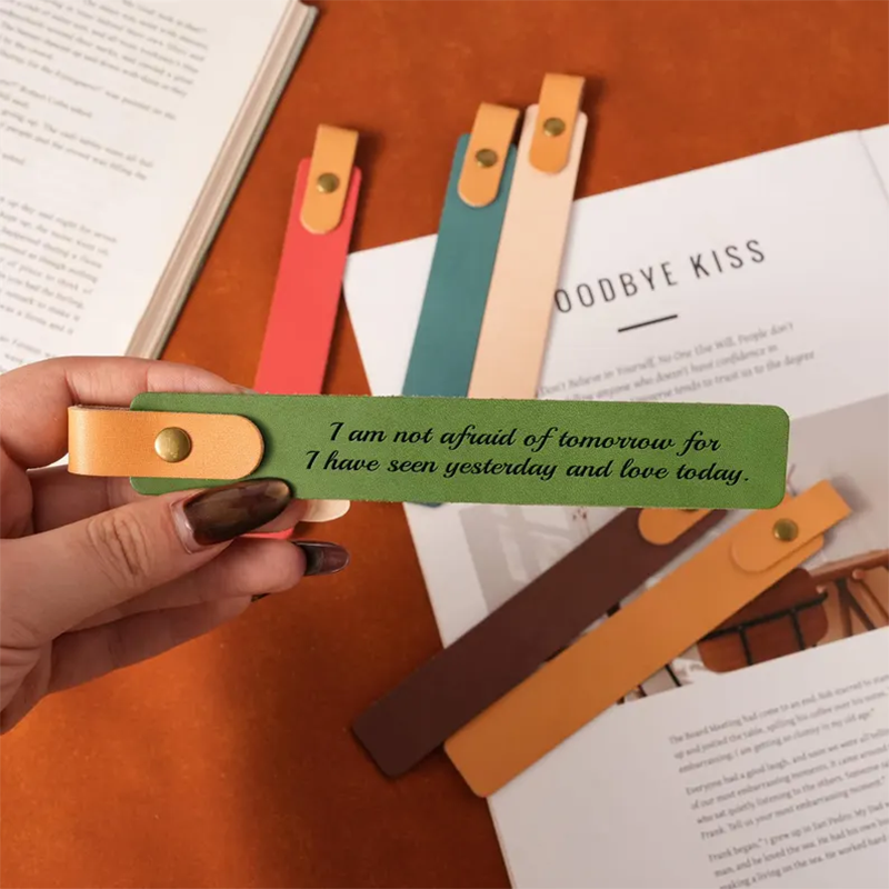 Personalized Leather Bookmark: Custom Engraved Full-Grain Italian Leather