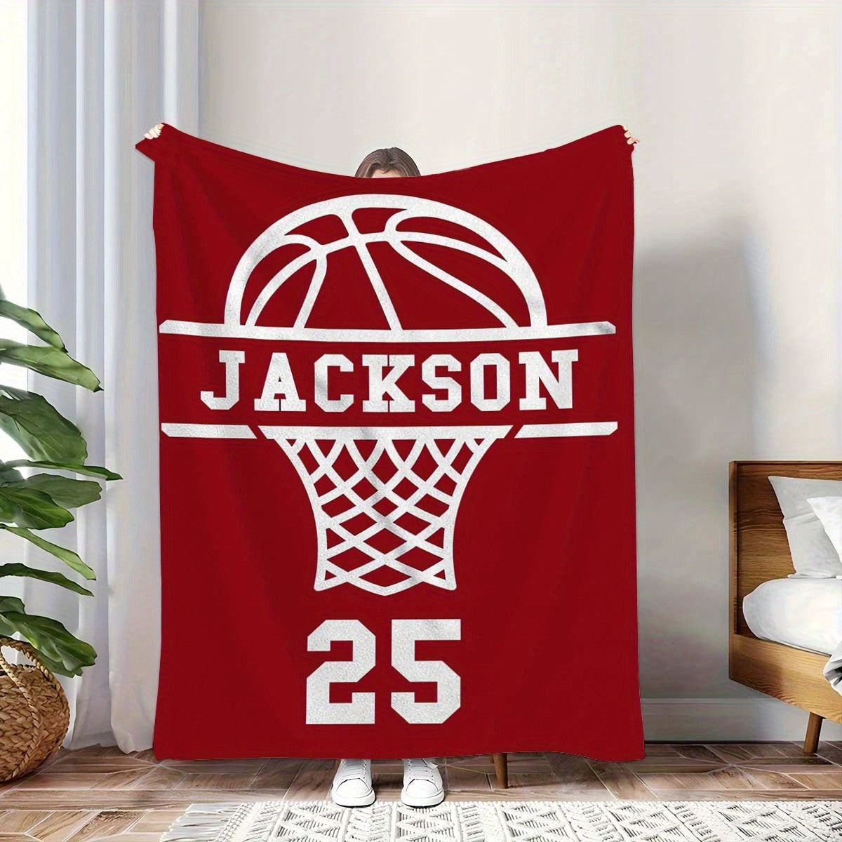 Personalized Basketball Custom Name and Number Blanket