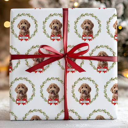 Custom Wrapping Paper Using Pet Photo Personalized Dog Christmas Wrapping Paper
