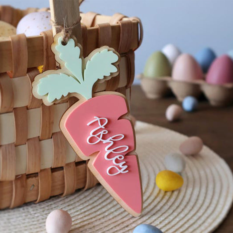 Personalized Easter Basket Name Tag: Acrylic Carrot Charm for Kids