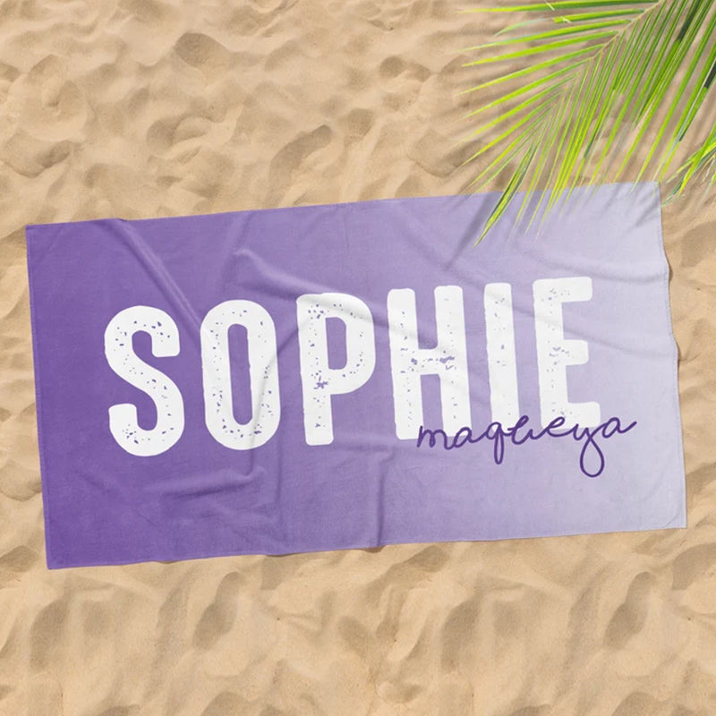 Solid Bold Font Style Personalized Beach Towel Personalized Name Bath Towel