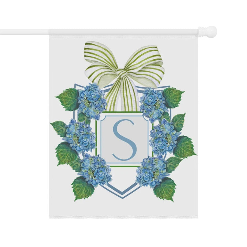 Custom Garden Flag Preppy Bow Name Sign Patriotic Hydrangea