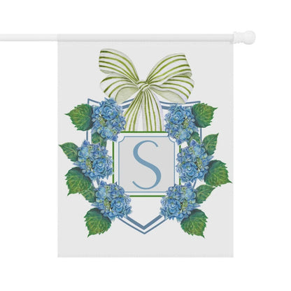 Custom Garden Flag Preppy Bow Name Sign Patriotic Hydrangea